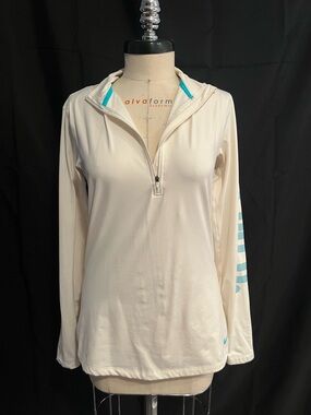 Nike Women’s Dri-fit Cream Half-Zip Pullover with Teal Accents
